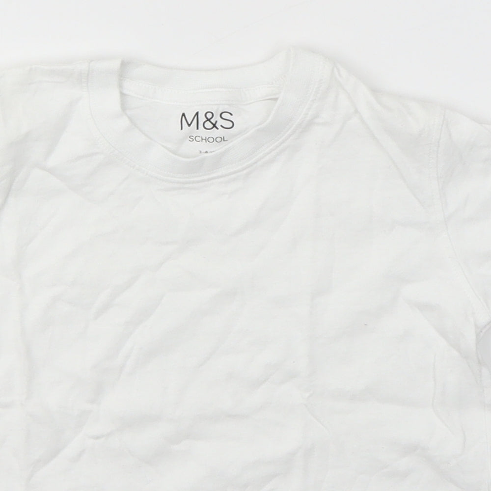 M&S Boys White   Basic T-Shirt Size 3-4 Years  - SCHOOLWEAR