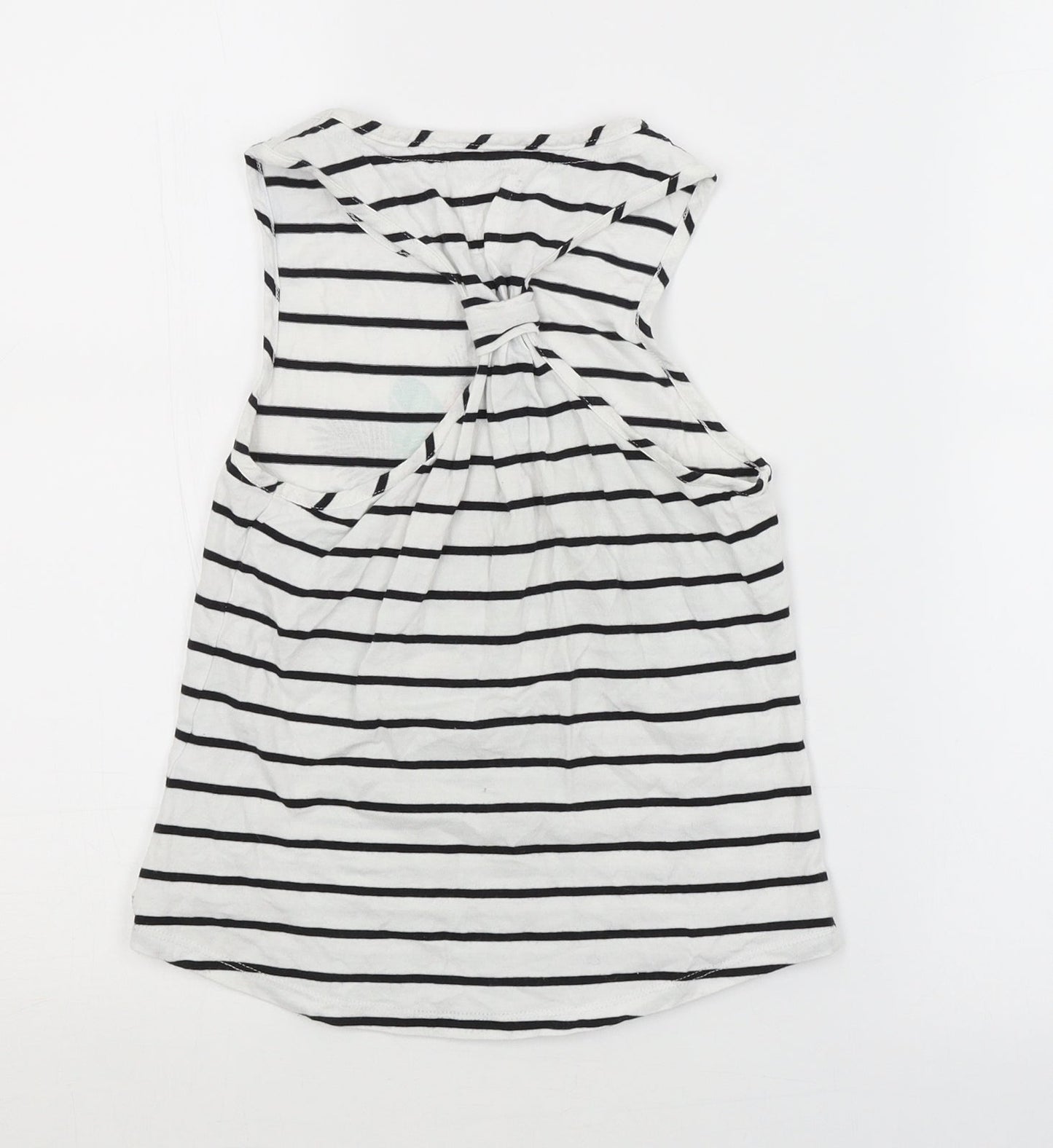Piping Hot Girls White Striped  Basic Tank Size 7 Years