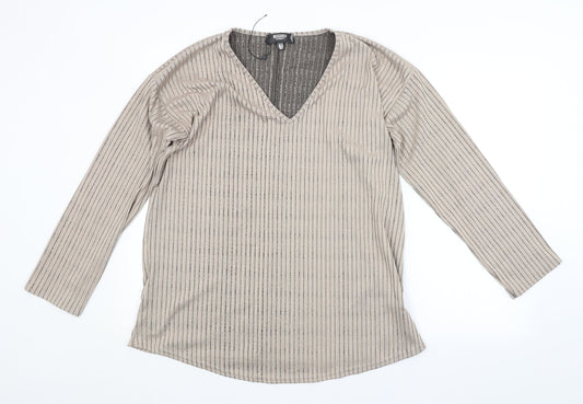 Missguided Womens Beige Striped  Basic Blouse Size 12  - MATERNITY