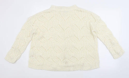 Miss Selfridge Womens White Striped  Pullover Jumper Size 10