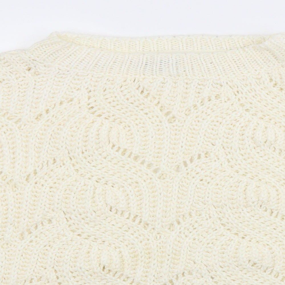 Miss Selfridge Womens White Striped  Pullover Jumper Size 10