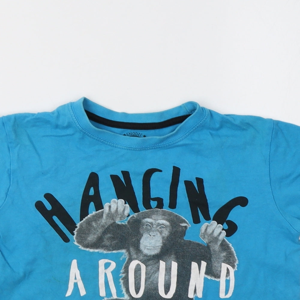 Matalan Girls Blue   Basic T-Shirt Size 6-7 Years  - Monkey