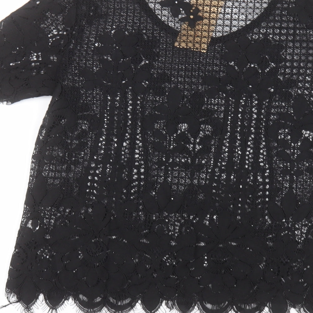 Melya Melody Womens Black   Basic T-Shirt Size M