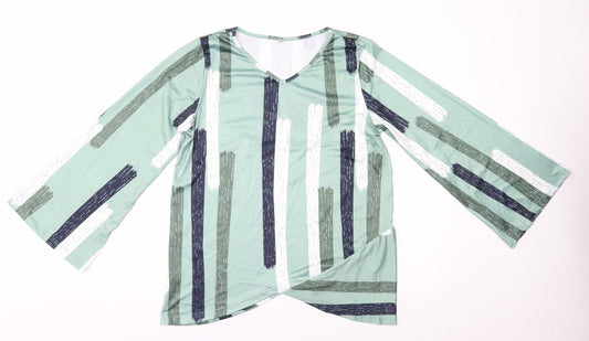 Preworn Womens Green Geometric  Basic Blouse Size M
