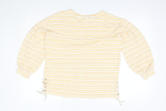 Matalan Womens Yellow Striped  Pullover Jumper Size 12