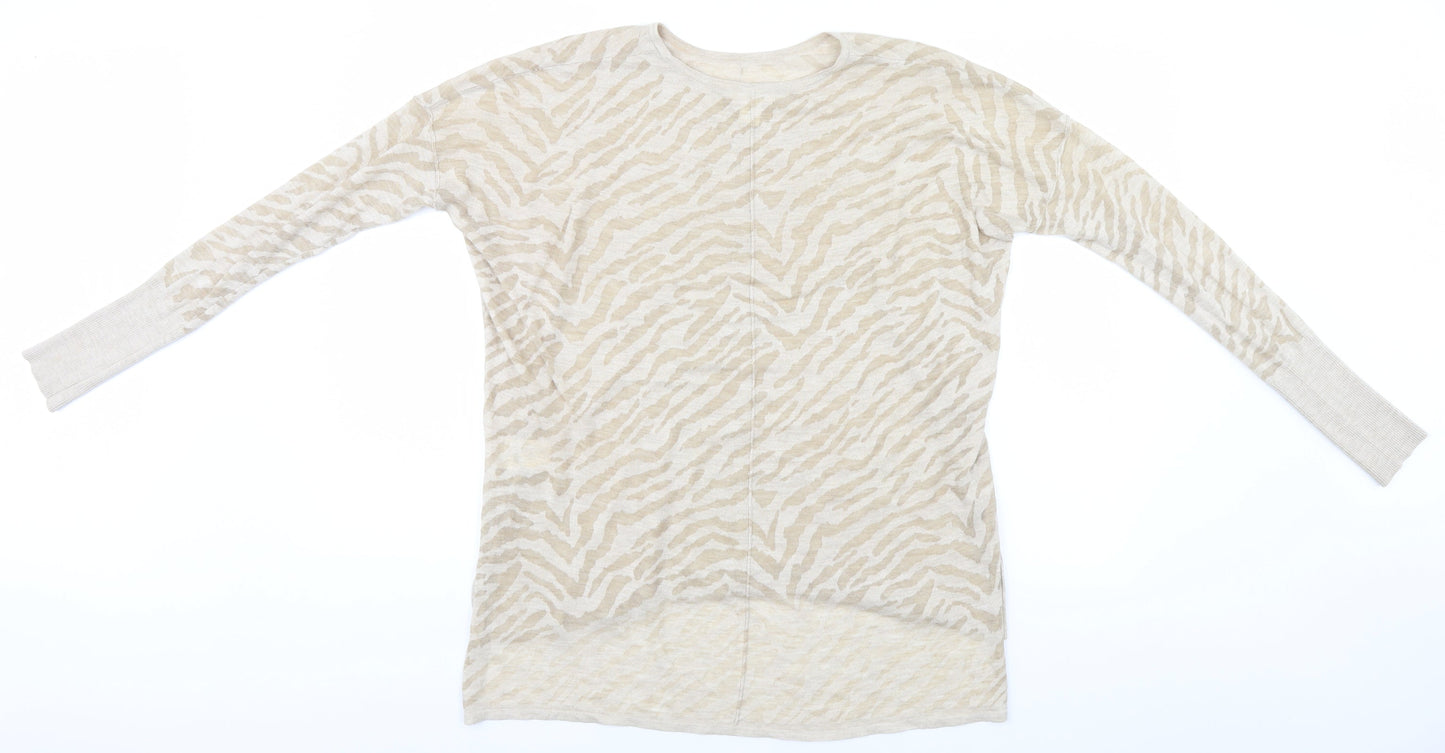 H&M Womens Beige Animal Print  Basic T-Shirt Size S