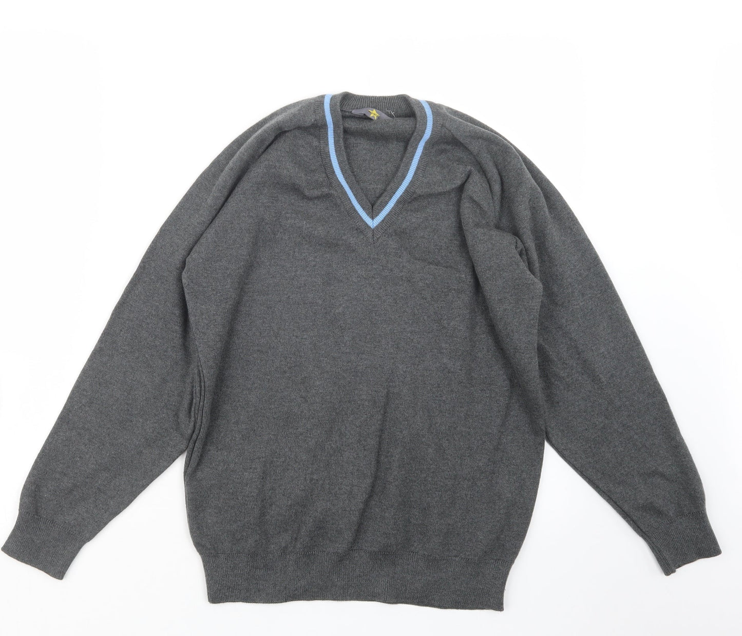 Magic Fit Mens Grey  Knit Pullover Jumper Size S