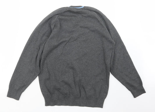 Magic Fit Mens Grey  Knit Pullover Jumper Size S