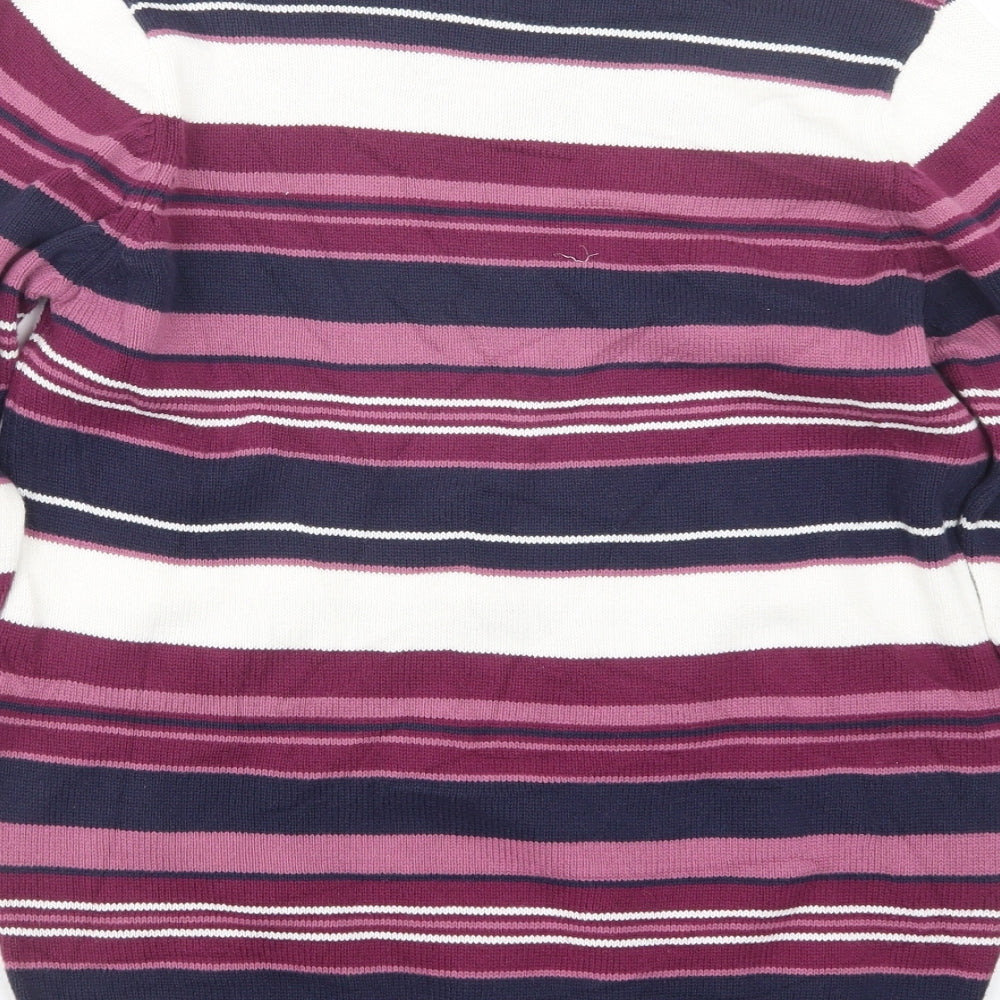 EWM Womens Purple Striped Knit Pullover Jumper Size 10
