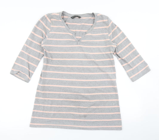 Blooming Marvellous Womens Grey Striped  Basic T-Shirt Size L