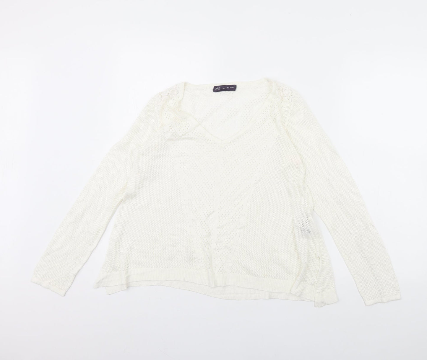 M&S Womens White   Pullover Jumper Size 10
