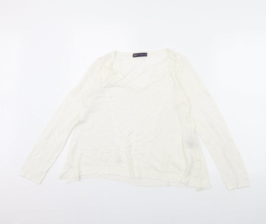 M&S Womens White   Pullover Jumper Size 10