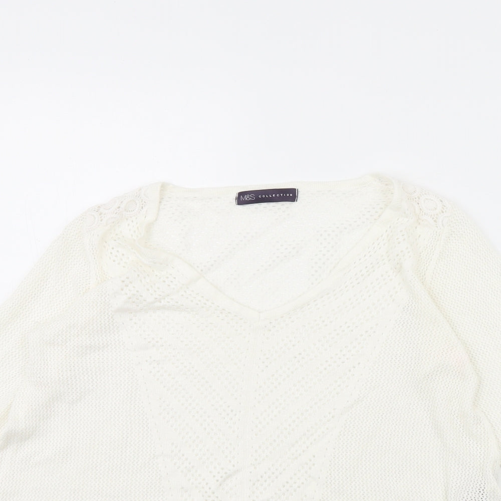 M&S Womens White   Pullover Jumper Size 10