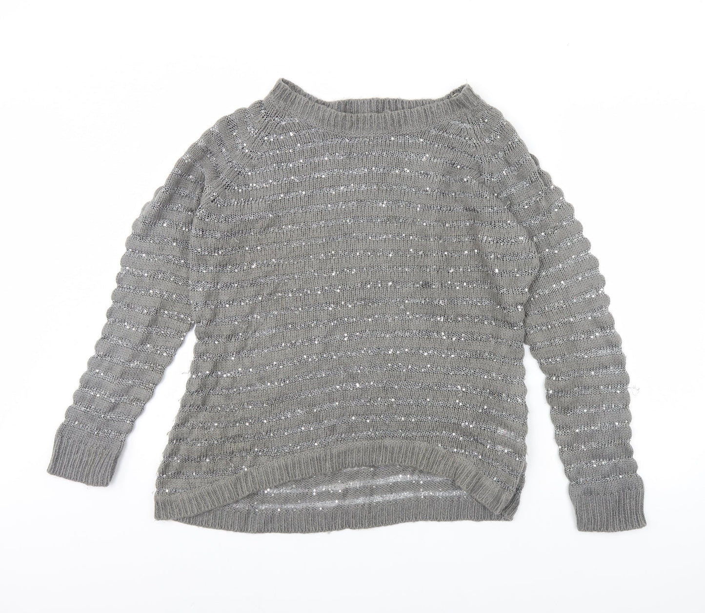Originals Womens Grey Striped  Pullover Jumper Size L
