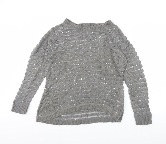 Originals Womens Grey Striped  Pullover Jumper Size L