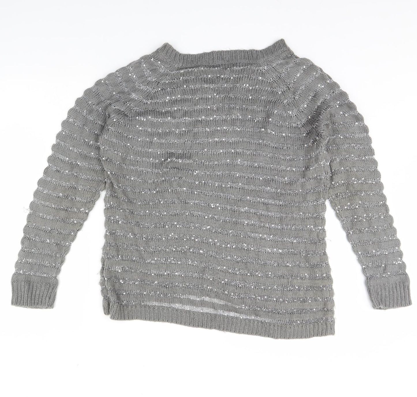 Originals Womens Grey Striped  Pullover Jumper Size L