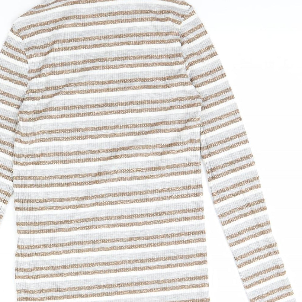 M&S Womens Beige Striped  Pullover Jumper Size 6