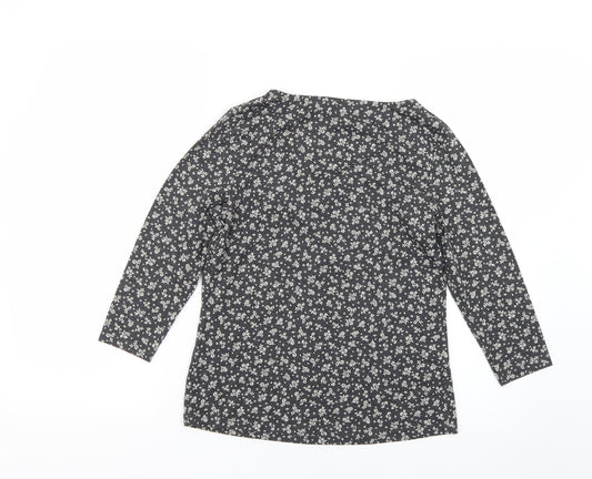 M&Co Womens Grey Floral  Basic Blouse Size 8