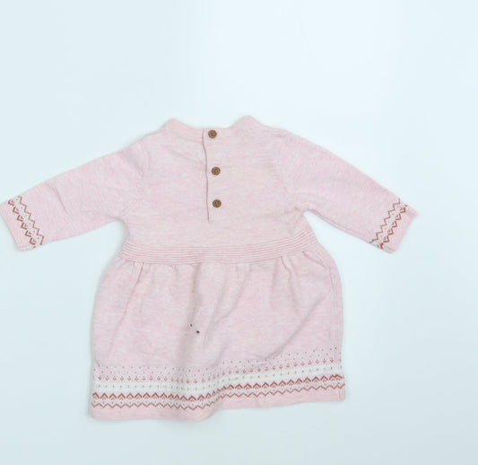 Sainsbury's Girls Pink Fair Isle Knit Pullover Jumper Size 0-3 Months