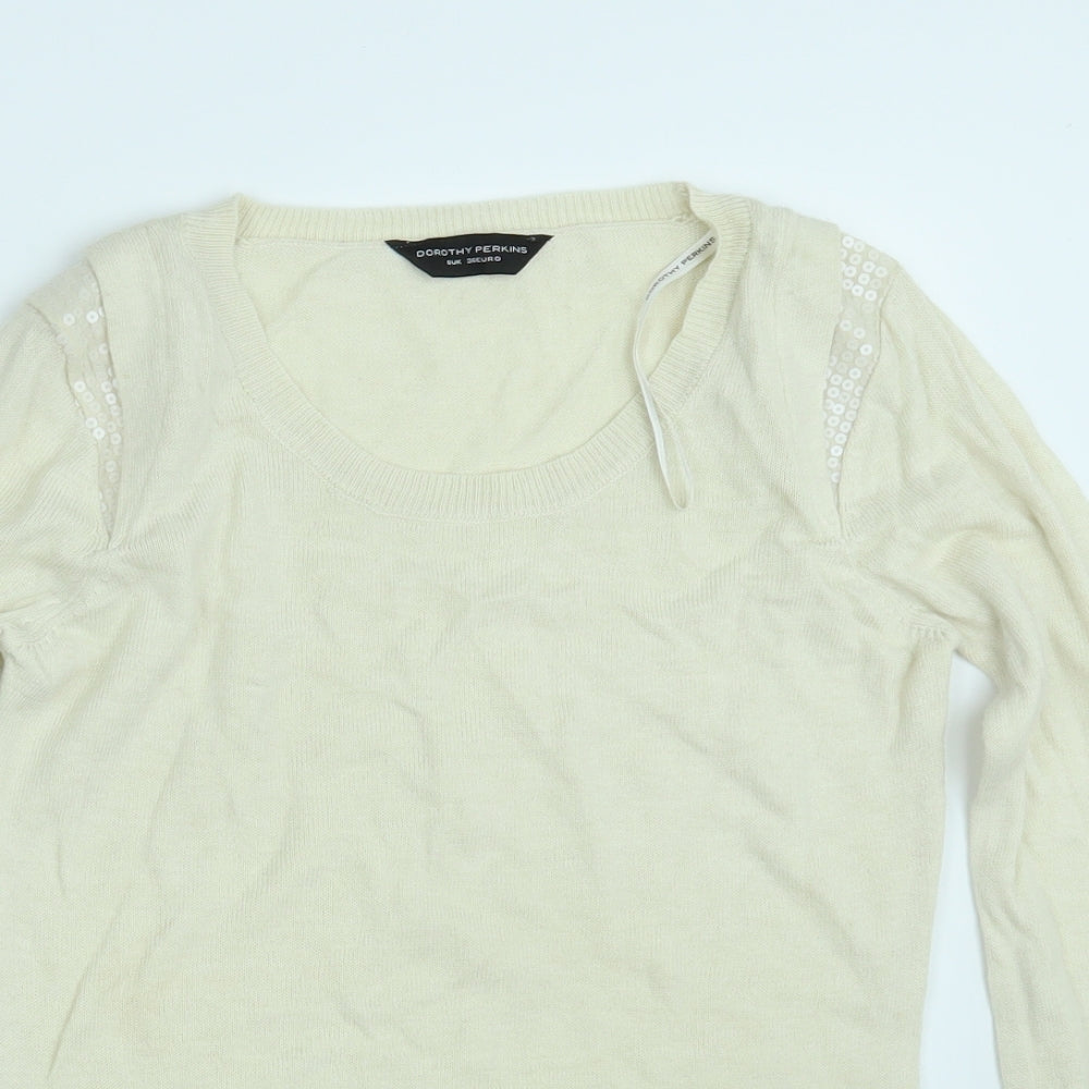 Dorothy Perkins Womens Beige  Knit Pullover Jumper Size 8