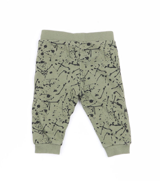 fred and flo Boys Green Geometric  Jogger Trousers Size 6-9 Months