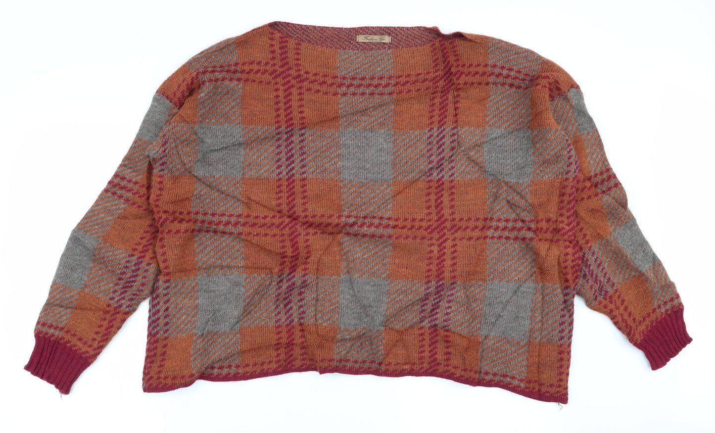 fashion go Womens Multicoloured Geometric  Pullover Jumper Size M
