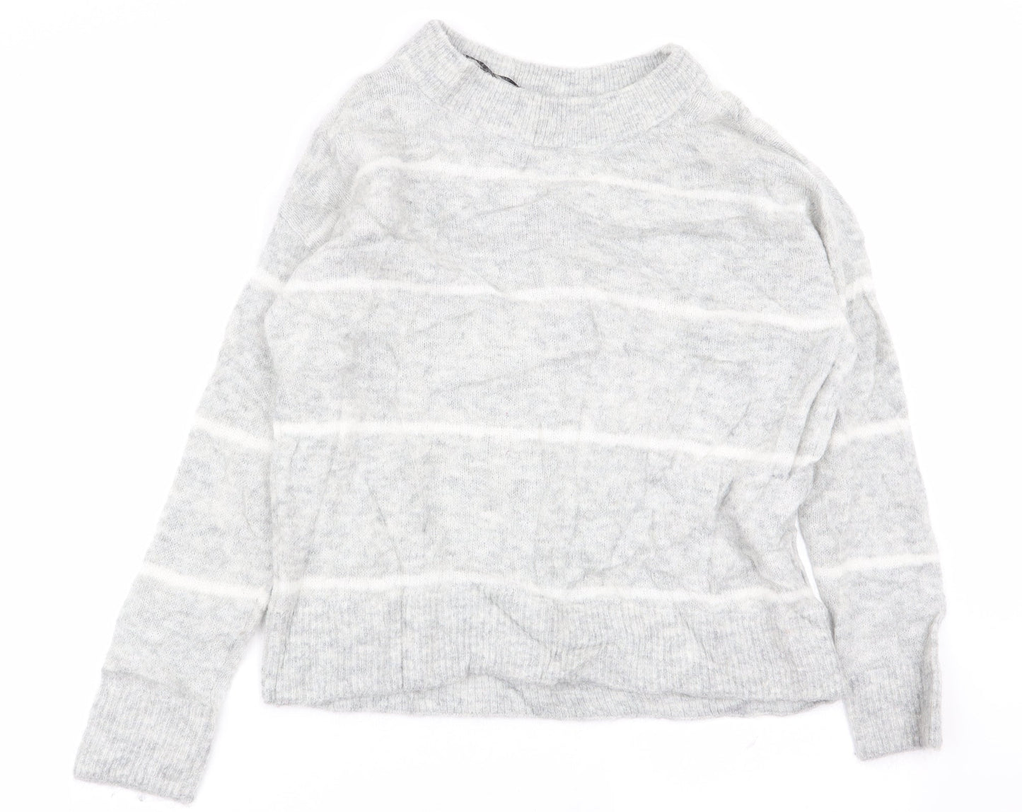 H&M Womens Grey Striped  Pullover Jumper Size 6