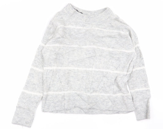 H&M Womens Grey Striped  Pullover Jumper Size 6