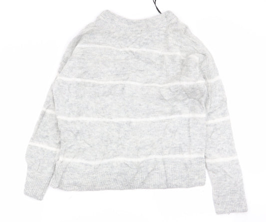 H&M Womens Grey Striped  Pullover Jumper Size 6