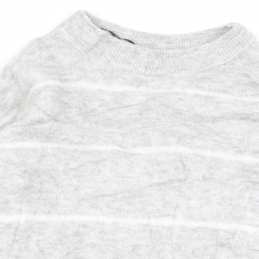 H&M Womens Grey Striped  Pullover Jumper Size 6
