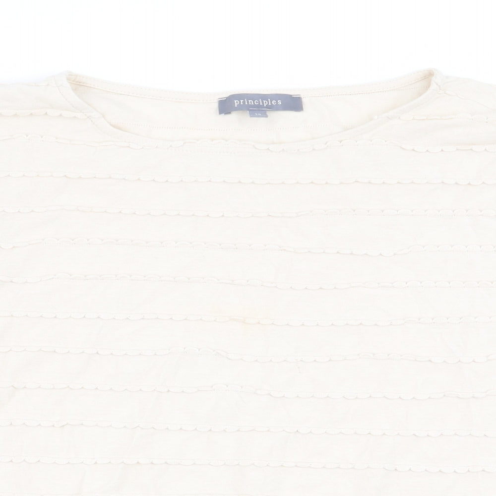 Principles Womens Beige Striped  Basic T-Shirt Size 14