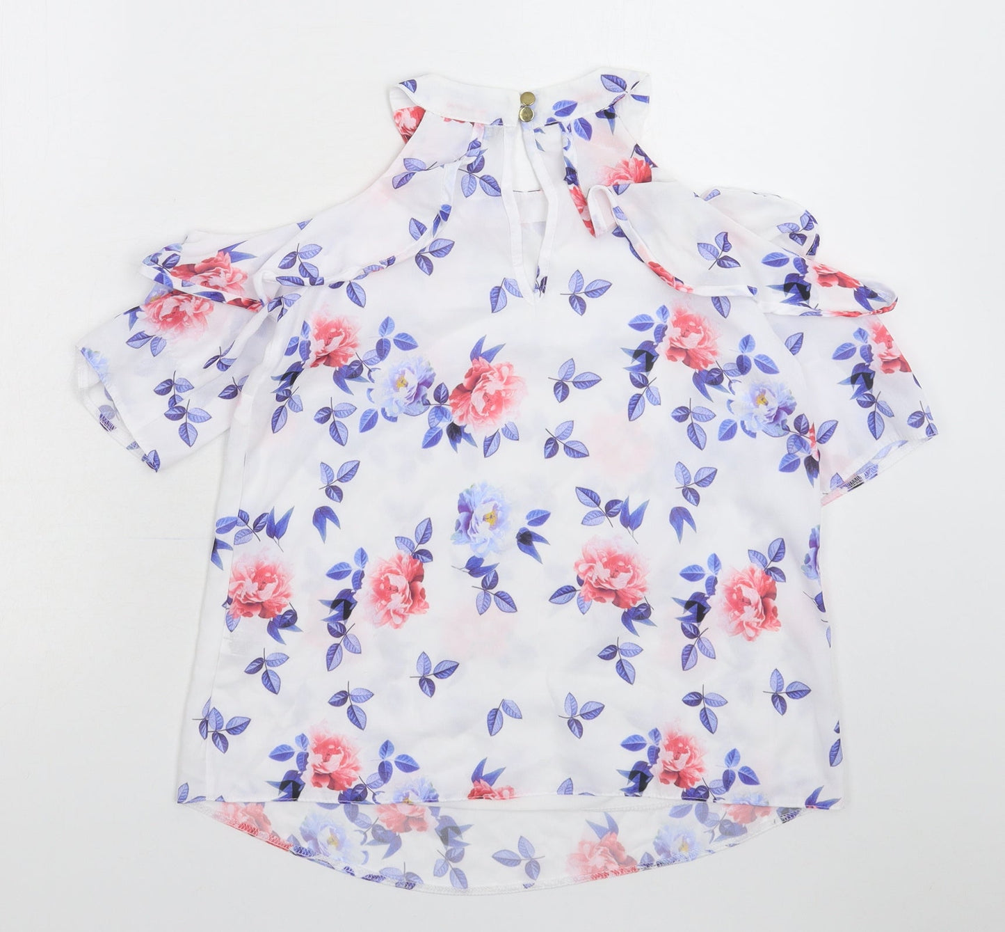 Select Womens White Floral  Basic Blouse Size 6