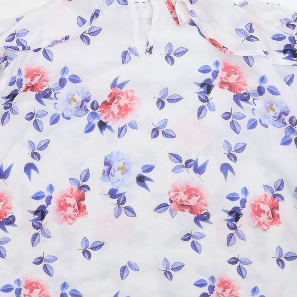 Select Womens White Floral  Basic Blouse Size 6