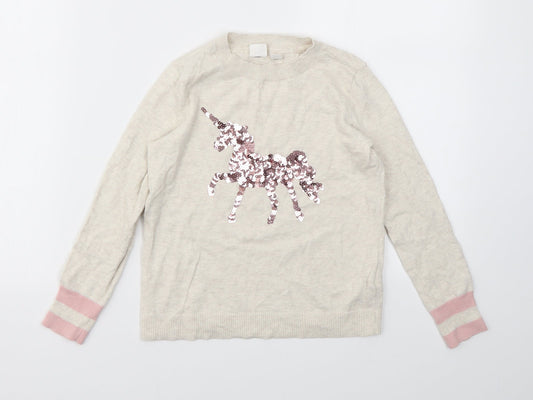 Gap Girls Ivory Geometric  Pullover Jumper Size S