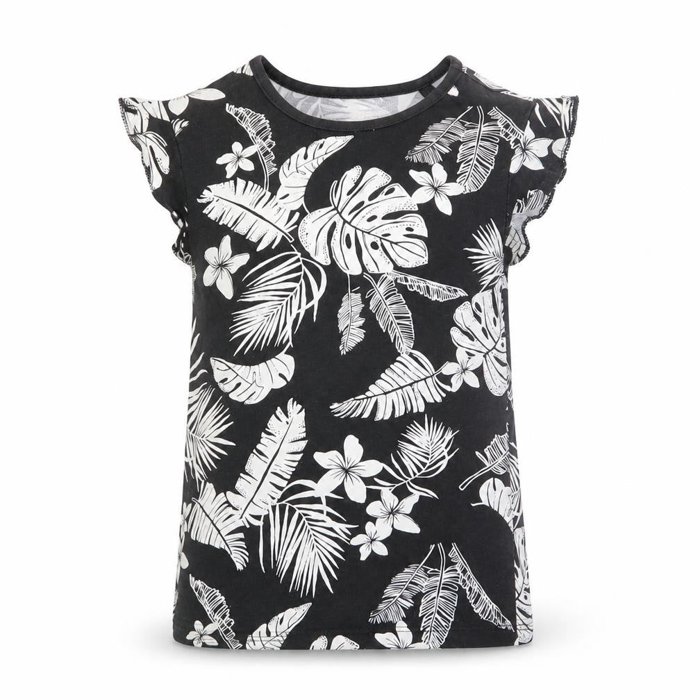TU Girls Black Floral  Basic T-Shirt Size 5 Years