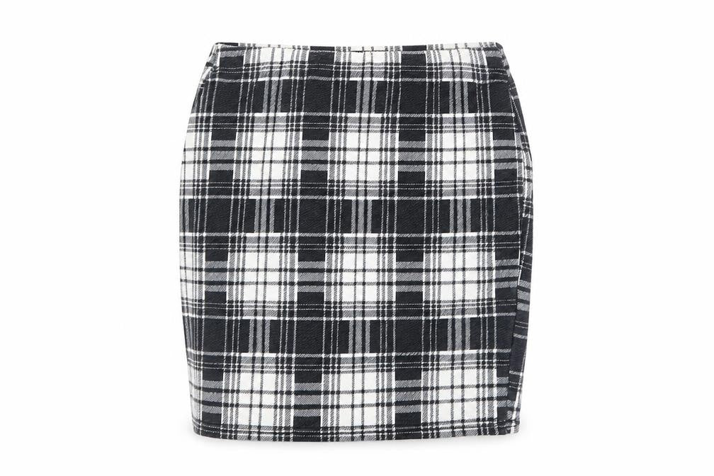 PRETTYLITTLETHING Womens Black Plaid  Wrap Skirt Size 6