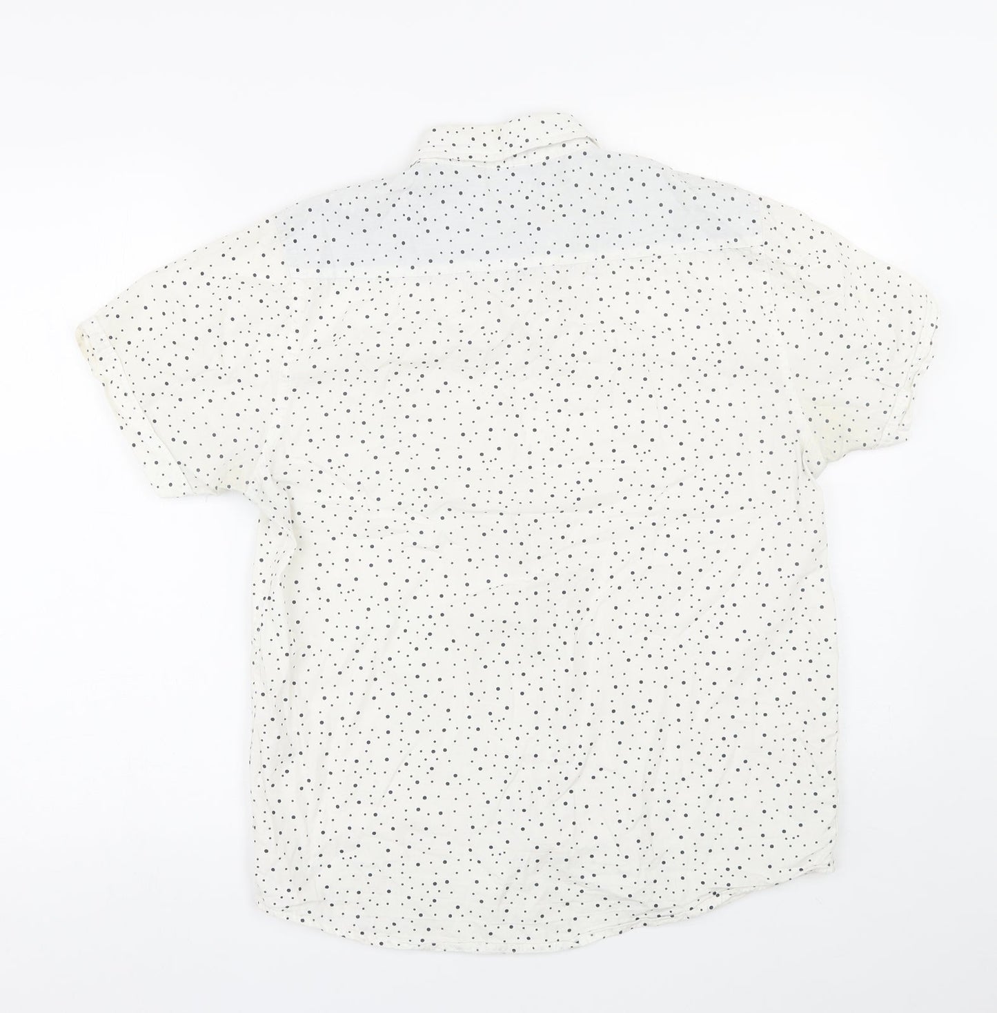 Brave Soul Mens White Polka Dot   Button-Up Size M