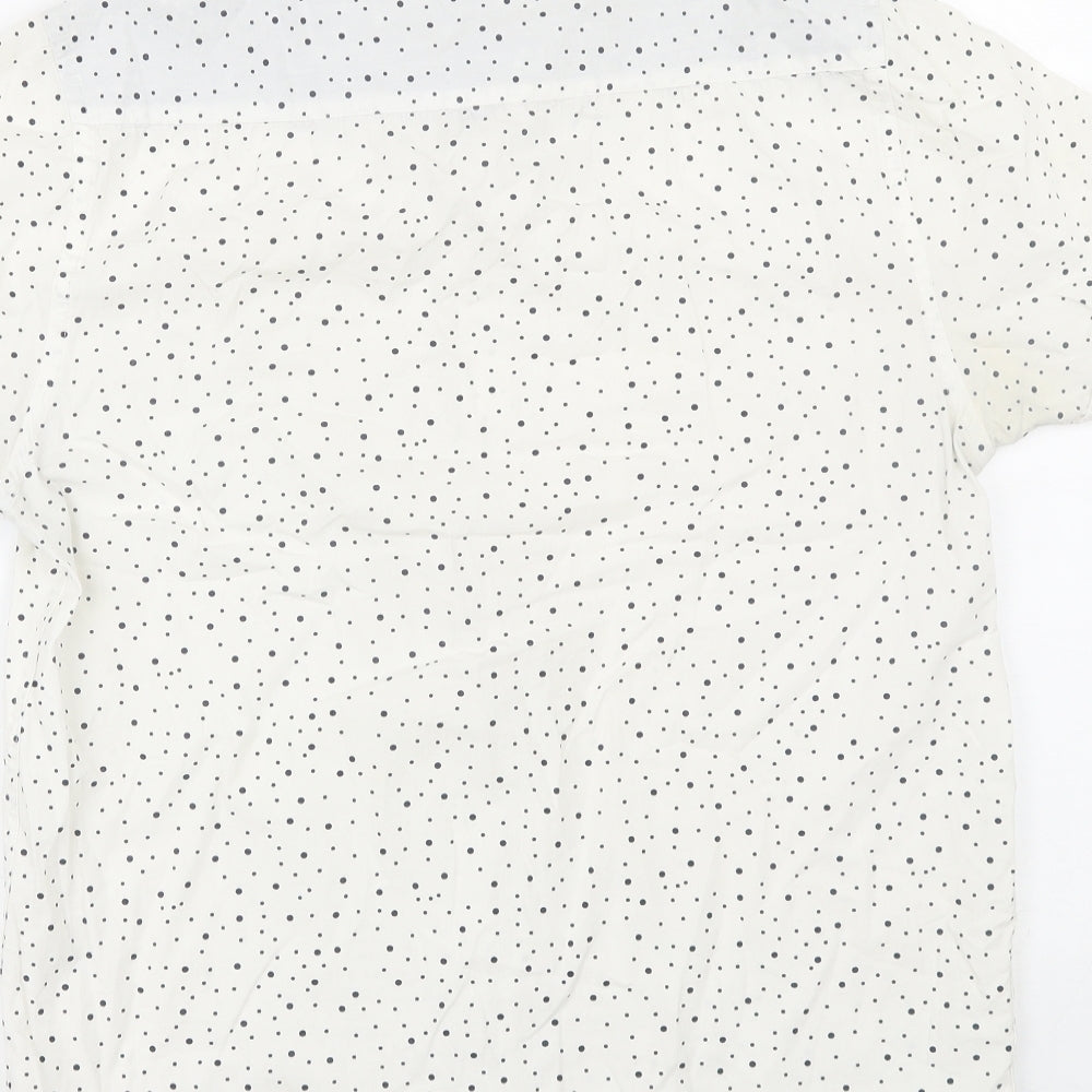 Brave Soul Mens White Polka Dot   Button-Up Size M