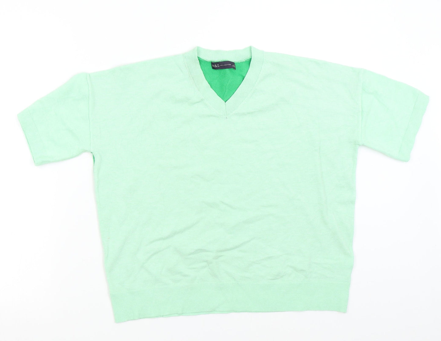 M&S Womens Green  Knit Pullover Jumper Size 14