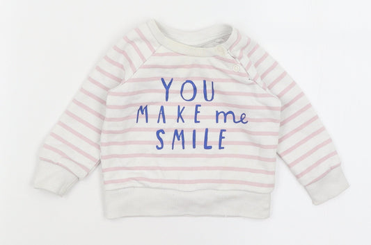 Primark Baby White Striped  Pullover Jumper Size 3-6 Months  - You Make Me Smile