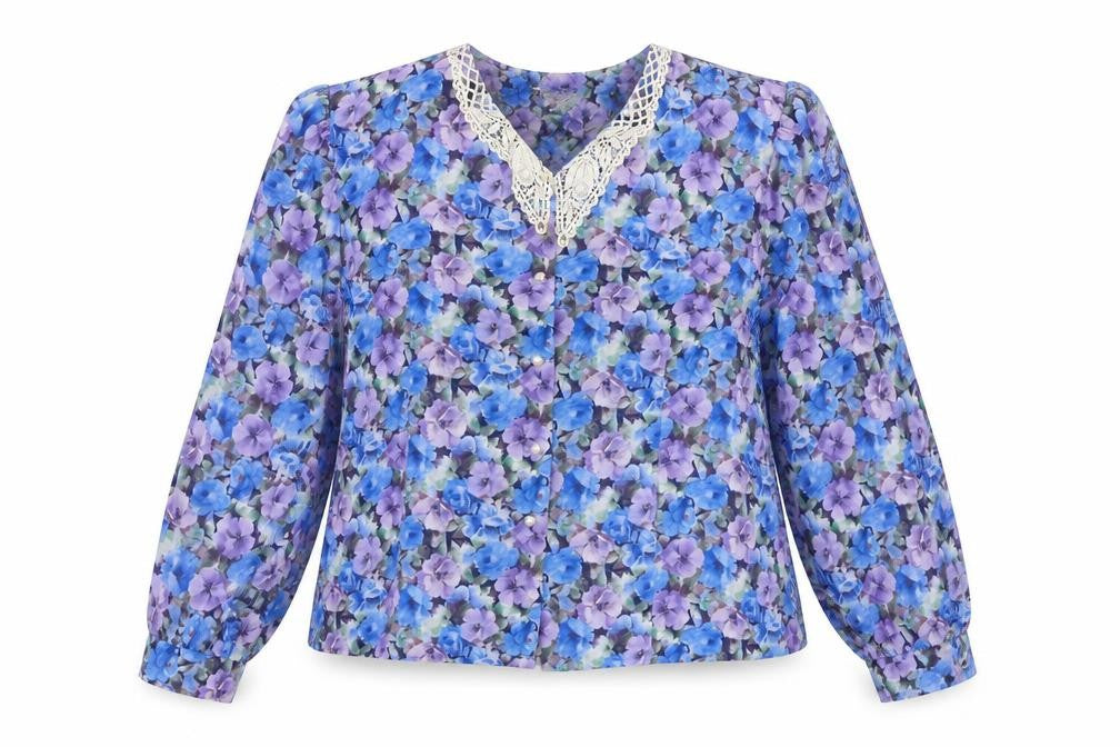 Dormar Womens Blue Floral  Basic Button-Up Size 20