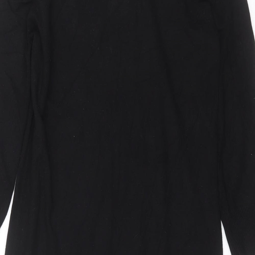 Red Herring Womens Black  Knit Pullover Jumper Size 12  - crochet detail