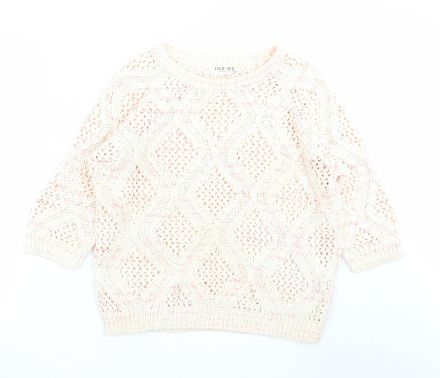 Marks and Spencer Womens Ivory Geometric Knit Pullover Jumper Size 12