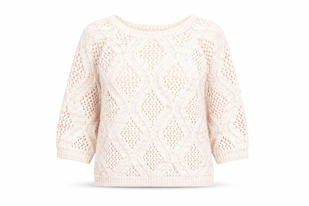 Marks and Spencer Womens Ivory Geometric Knit Pullover Jumper Size 12