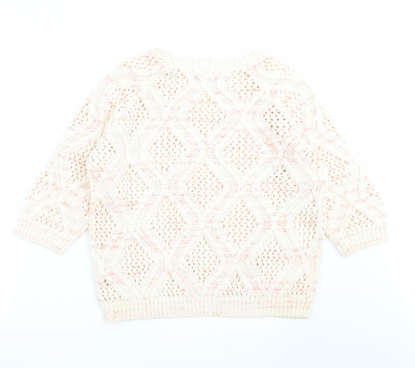 Marks and Spencer Womens Ivory Geometric Knit Pullover Jumper Size 12
