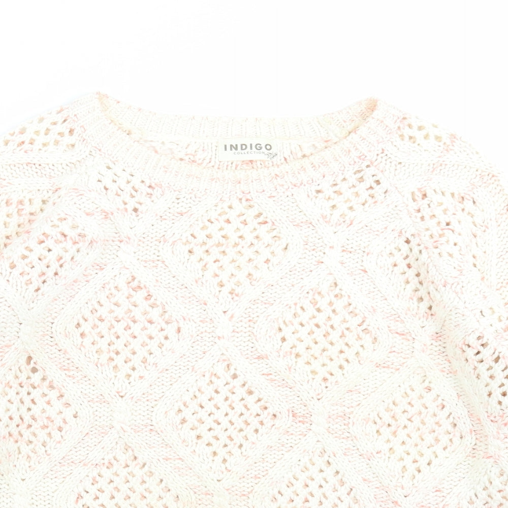 Marks and Spencer Womens Ivory Geometric Knit Pullover Jumper Size 12