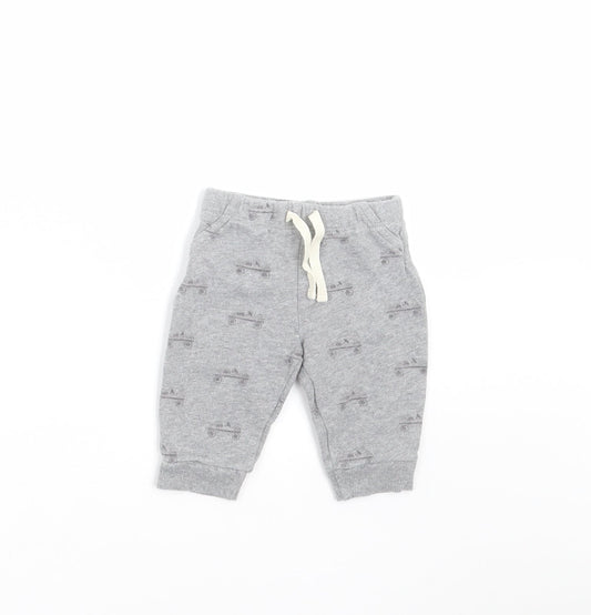 John Lewis Boys Grey   Jogger Trousers Size 0-3 Months  - car print