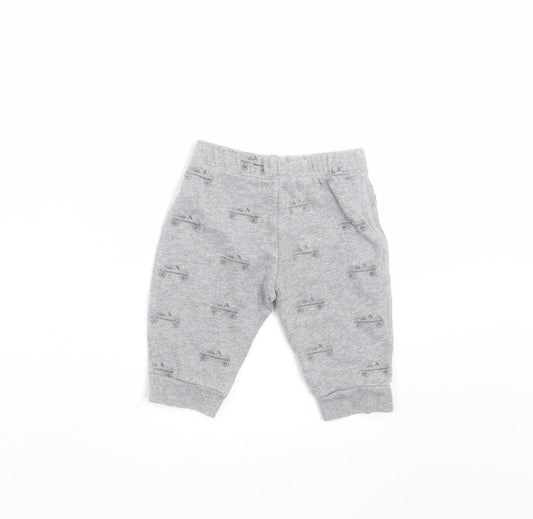 John Lewis Boys Grey   Jogger Trousers Size 0-3 Months  - car print
