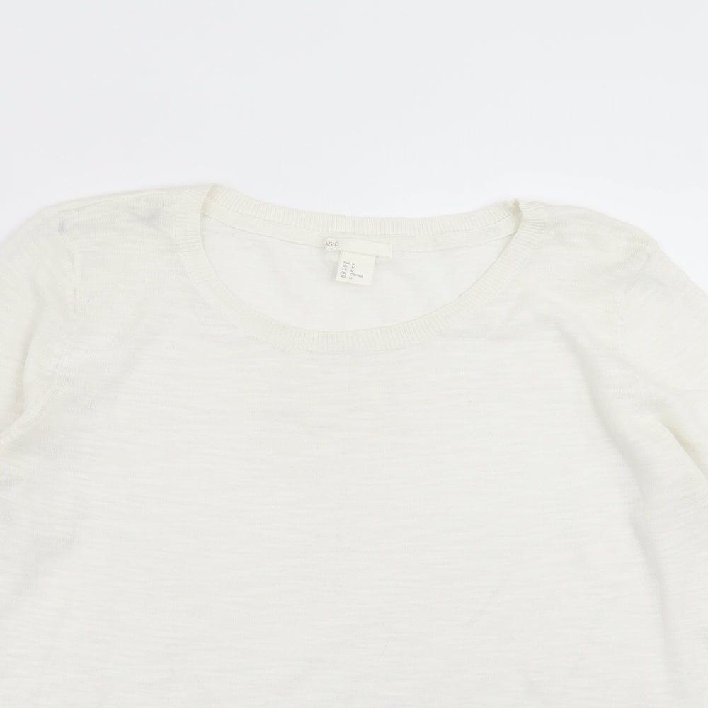 H&M Womens White  Knit Pullover Jumper Size M