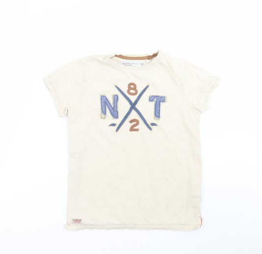 NEXT Boys Beige   Basic T-Shirt Size 9 Years  - Embroidered detail